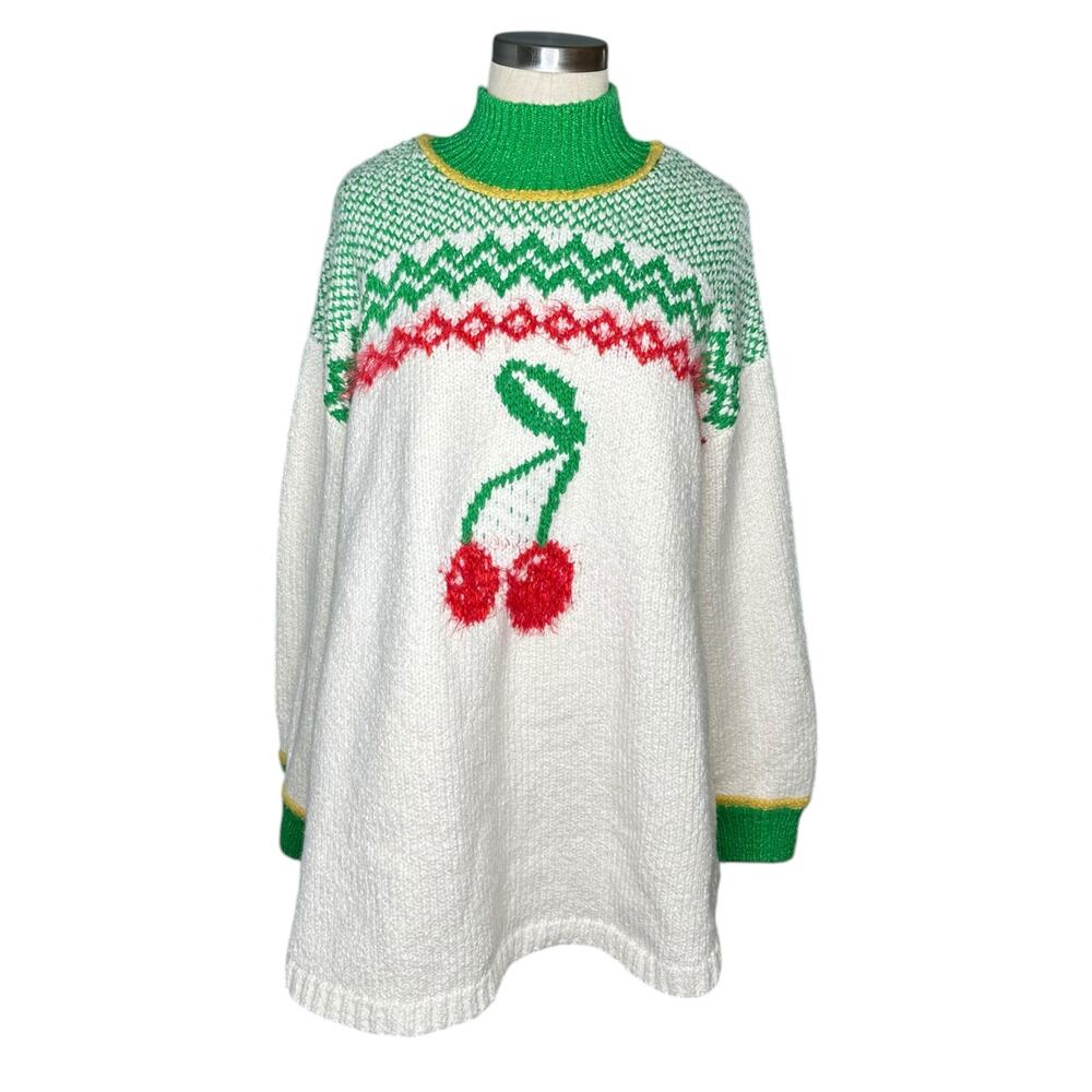 FREE PEOPLE Cherry‎ Heart Mini Mock Neck Sweater Dress Women's Size Small NWT